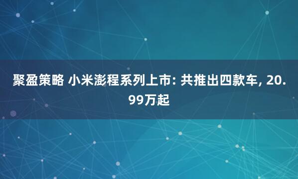 聚盈策略 小米澎程系列上市: 共推出四款车, 20.99万起