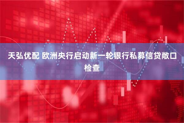 天弘优配 欧洲央行启动新一轮银行私募信贷敞口检查