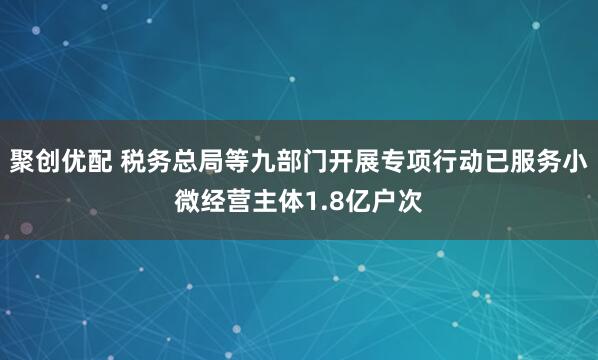 聚创优配 税务总局等九部门开展专项行动已服务小微经营主体1.8亿户次