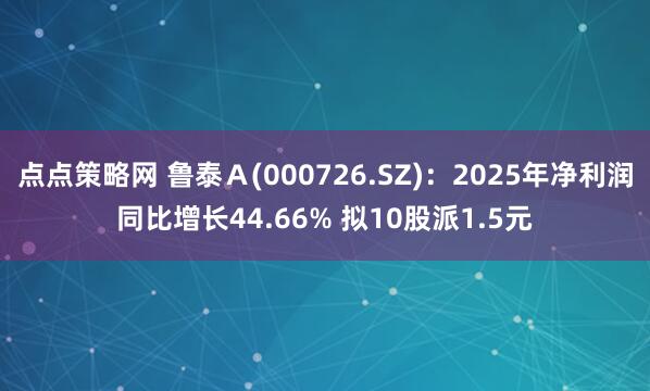 点点策略网 鲁泰Ａ(000726.SZ)：2025年净利润同比增长44.66% 拟10股派1.5元
