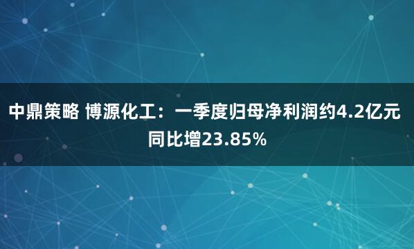 中鼎策略 博源化工：一季度归母净利润约4.2亿元 同比增23.85%
