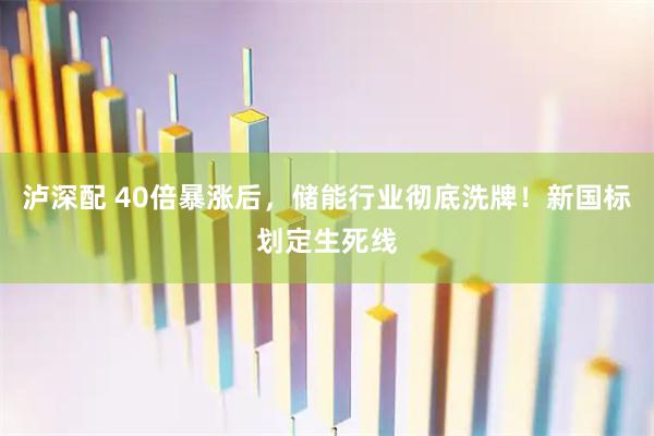 泸深配 40倍暴涨后，储能行业彻底洗牌！新国标划定生死线