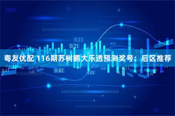 粤友优配 116期苏树鹏大乐透预测奖号：后区推荐