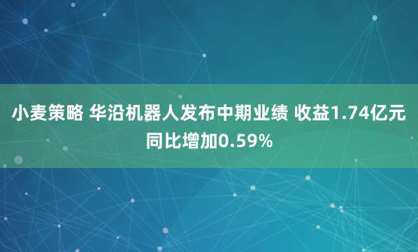 小麦策略 华沿机器人发布中期业绩 收益1.74亿元同比增加0.59%